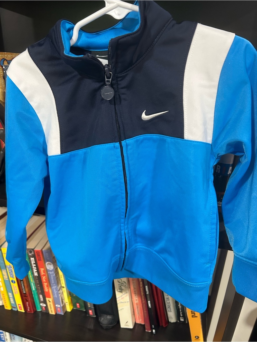 Nike Kids Blue Navy and White Colorblock Zip Sweatshirt